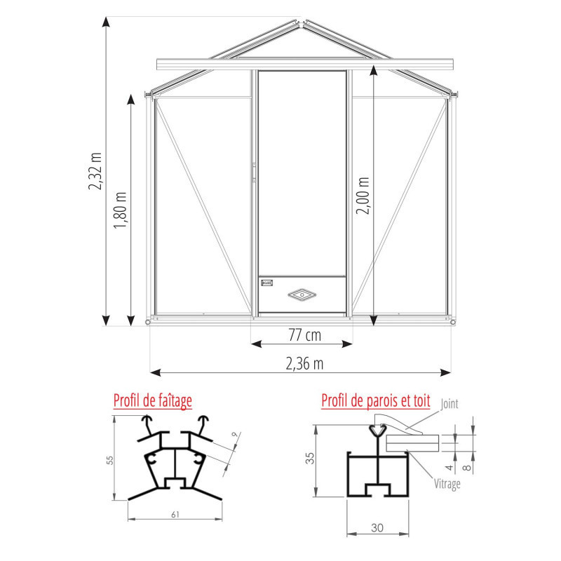 Serre ESSENTIA largeur 2,36 m