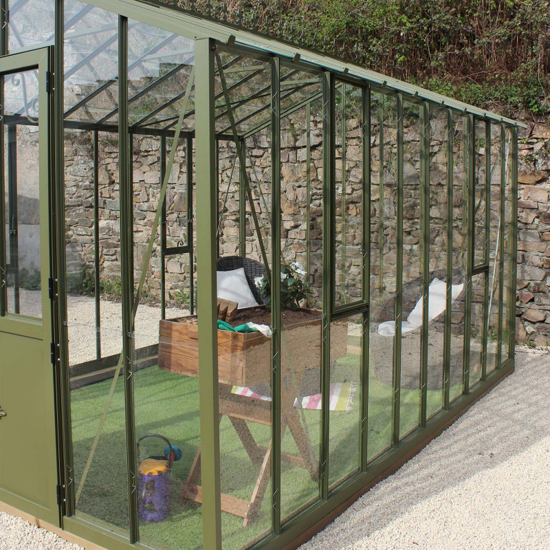 Glashaus AUTHENTIQUE Breite 2,75 m mit Aluminium-Fundamentrahmen