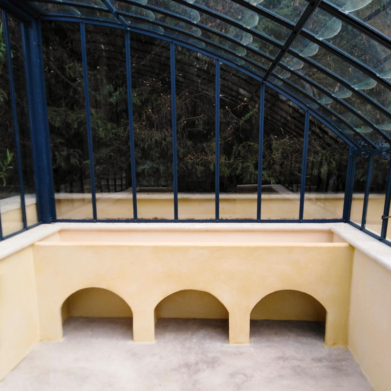 Glashaus VERSAILLES Breite 2,80 m mit Mauersockel