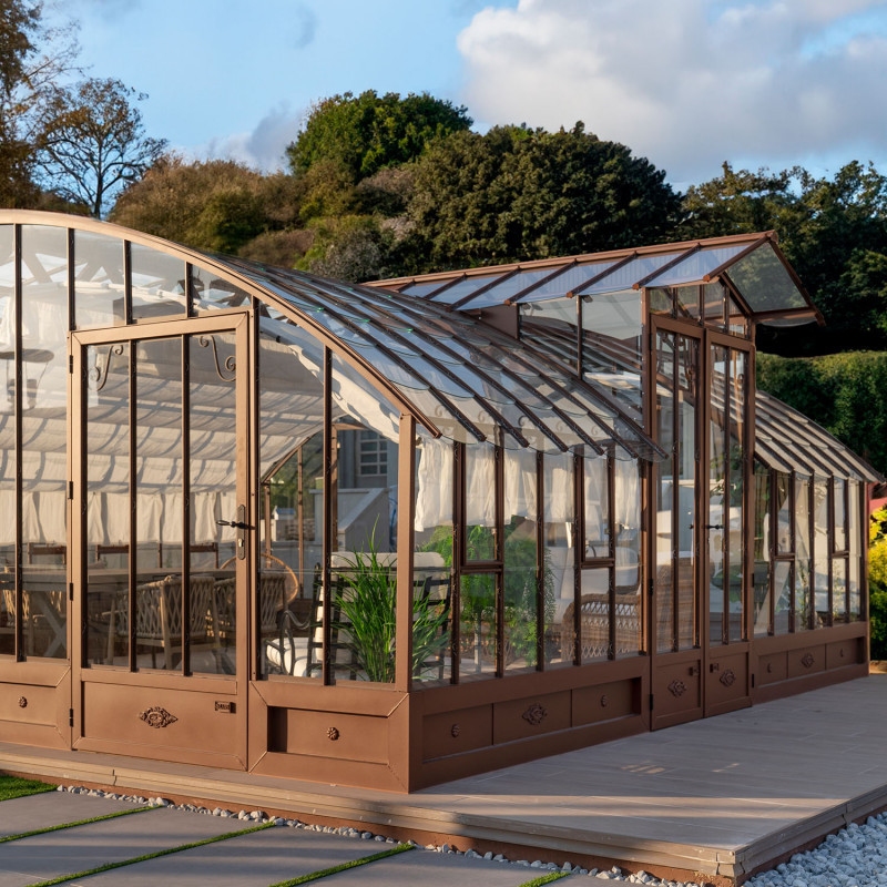 Glashaus AMBOISE Breite 5,60 m mit Aluminiumsockel