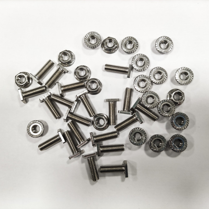 Set mit 100 Schrauben M6x12mm (50x Hammerkopf + 50x Sechskant) + 100 Muttern