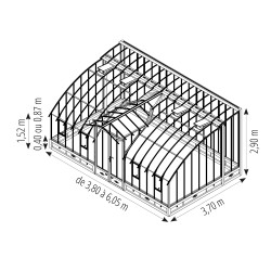 Glashaus MIRABEAU Breite 3,70 m mit Mauersockel