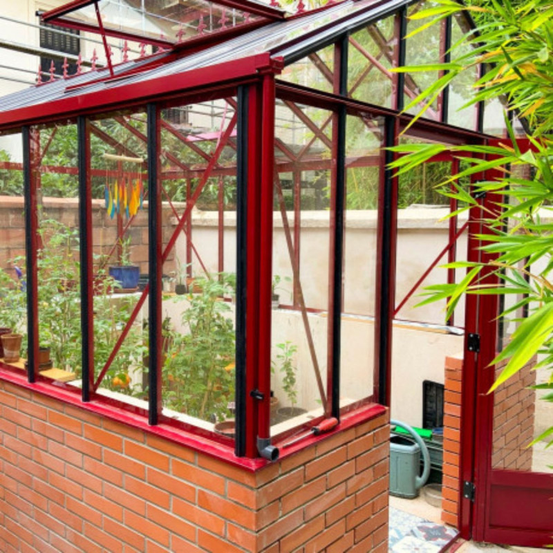 Gewächshaus LUXIA Retro mit Mauersockel Breite 2,36 m