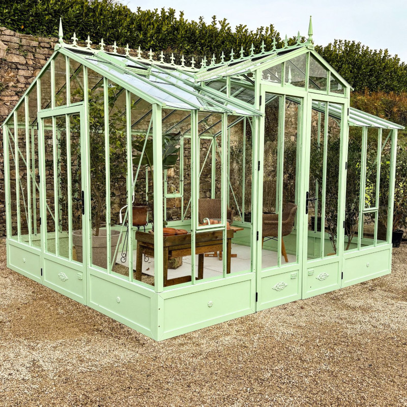 Glashaus CLASSIQUE Breite 3,50 m mit Dachgauben und Aluminiumsockel