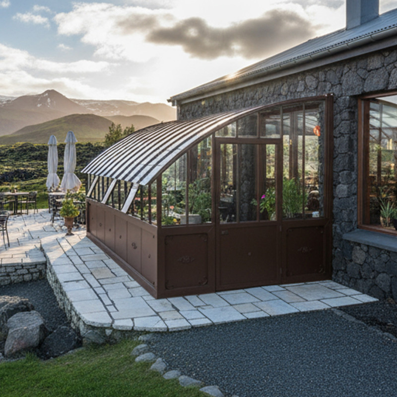 Glashaus CHAMBORD Breite 2,80 m mit Aluminiumsockel