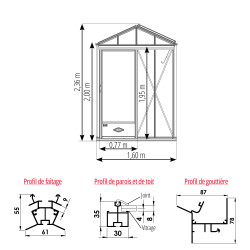 Gewächshaus LUXIA Retro Breite 1,60 M