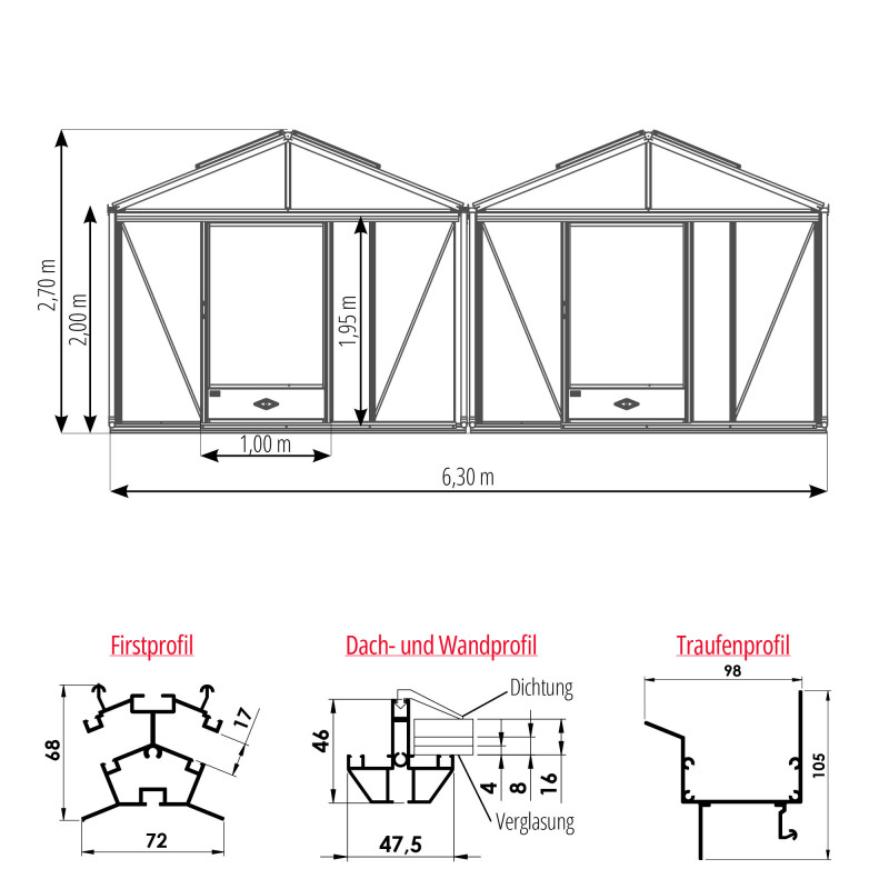 Gewächshaus SUPRA 2 Kapellen