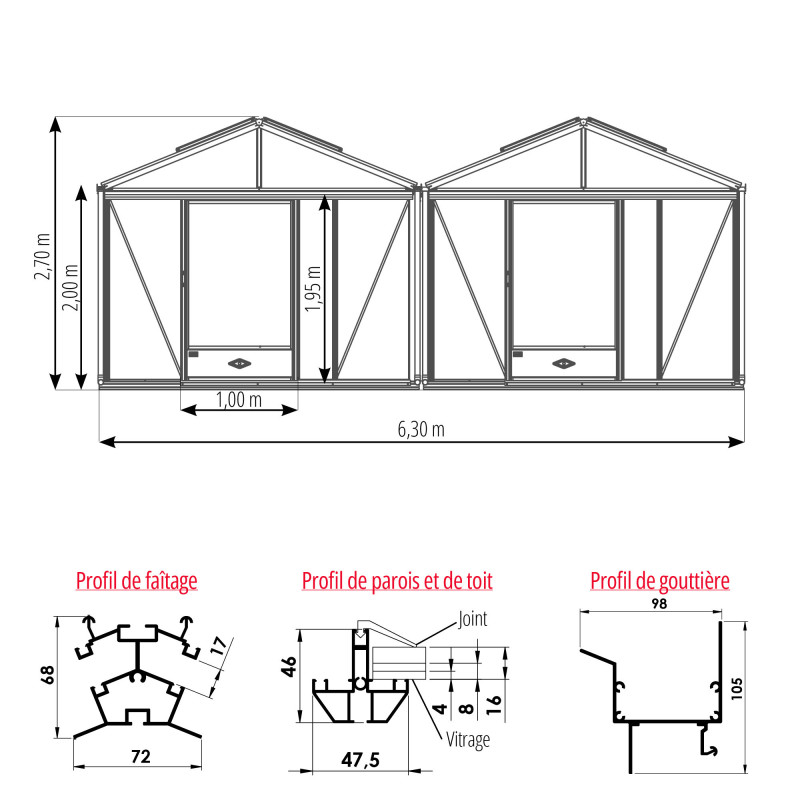 Gewächshaus SUPRA 2 Kapellen