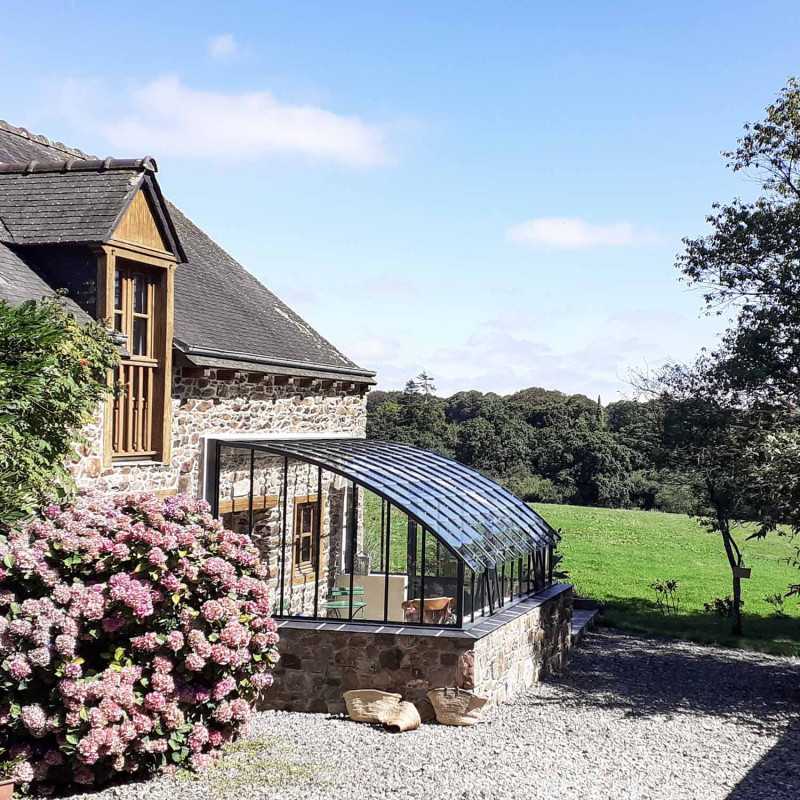 Glashaus CHAMBORD Breite 2,80 m mit Mauersockel