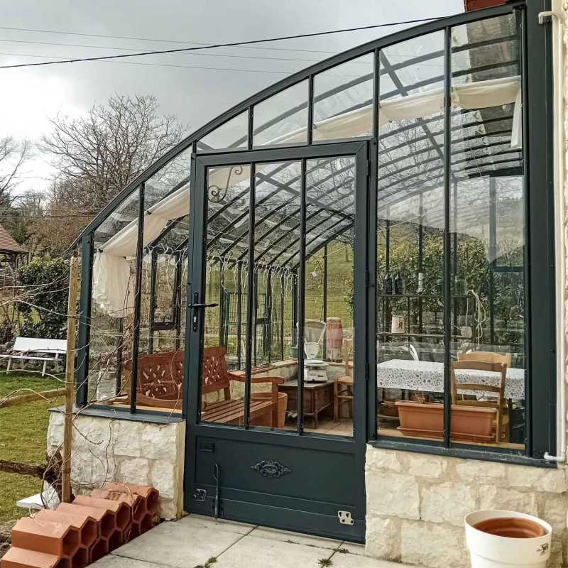 Glashaus CHAMBORD Breite 2,80 m mit Mauersockel